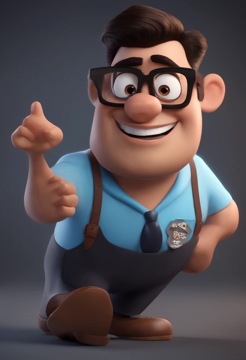 Cartoon character of a man with black glasses and a blue shirt, careca, animation character, Caractere estilizado, animation style rendering, 3D estilizado, Arnold Maya render, 3 d render stylized, toon render keyshot, Personagem 3D, Personagem 3D, 3d rendering stylized, 3 d character render, personagem de desenho animado, Personagem de close up, Pose de personagem, (Estilo Pixar) (master part:1.2) (Bokeh) (best quality) (pele detalhada) (textura detalhada) (8k) (argila) (Cinematic lighting) (foco nítido
