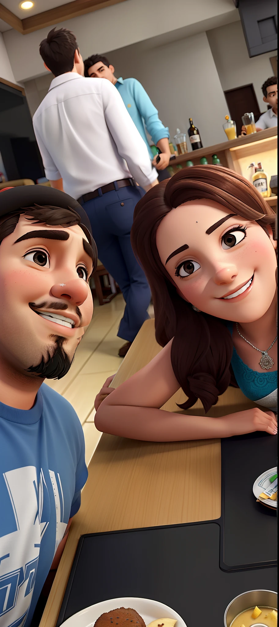 casal num bar se divertindo bebendo