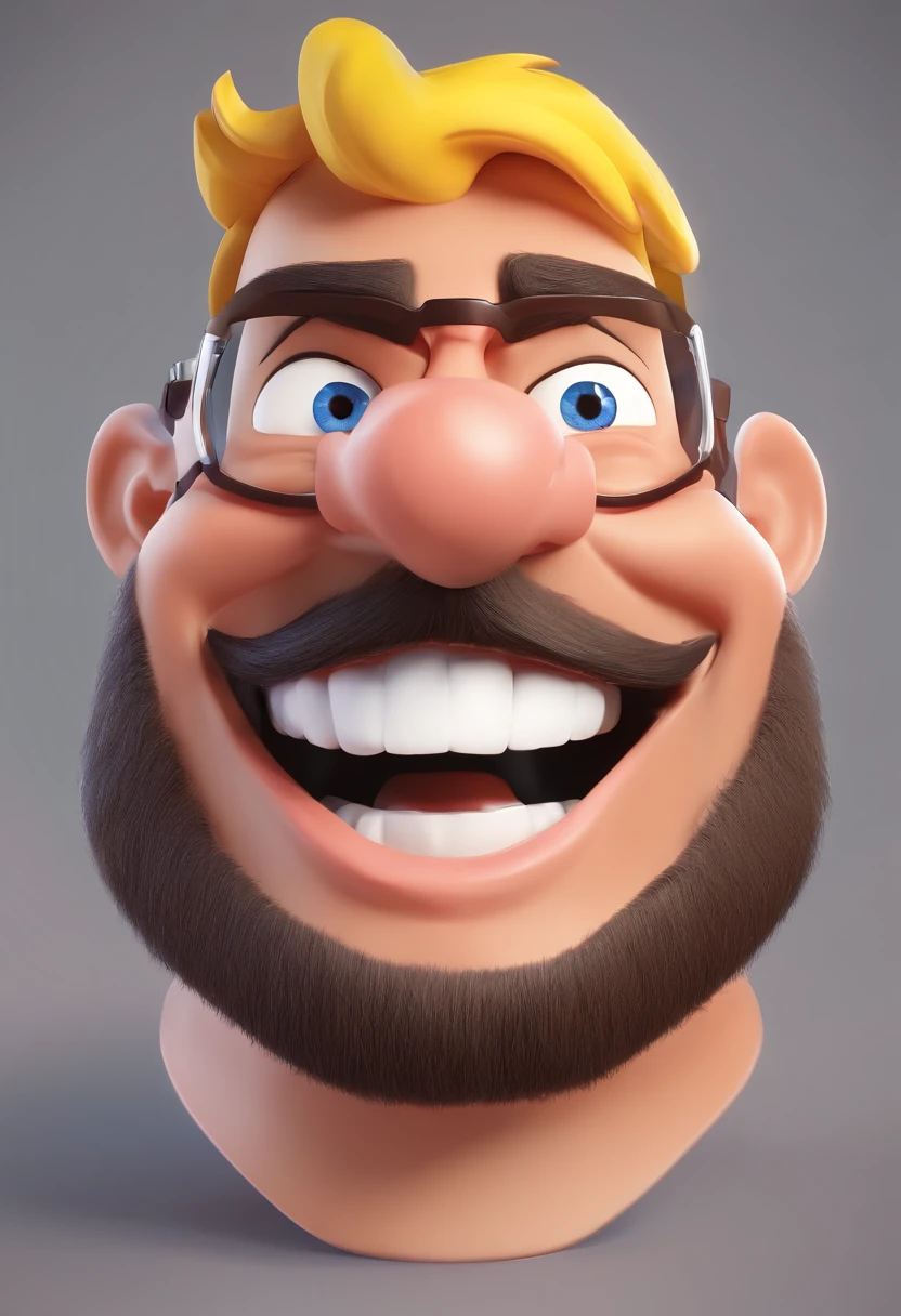 Smiling Man Illustration, sorriso insano, Homem de pele marrom com um sorriso gigante, happily smiling at the camera, sorriso atrevido, he's smiling, sorriso muito grande, Macho sorridente, foto de perfil headshot, rindo sorriso enorme, desenhando no estilo de Arte 3D, c4d, fundo de cor branco puro, estilo disney, estilo pixar render ilustracao Super Detalhe, 8k