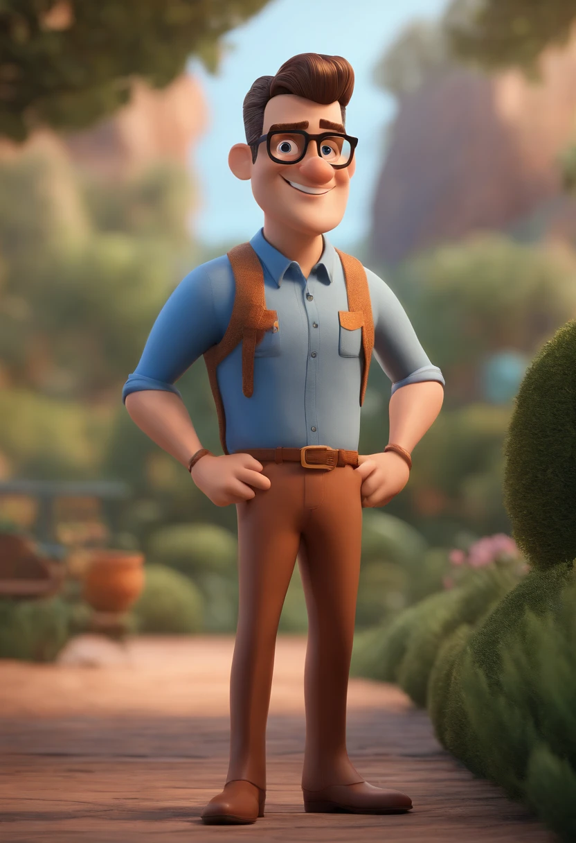 Cartoon character of a man with black glasses and a blue shirt, animation character, Caractere estilizado, animation style rendering, 3D estilizado, Arnold Maya render, 3 d render stylized, toon render keyshot, Personagem 3D, Personagem 3D, 3d rendering stylized, 3 d character render, personagem de desenho animado, Personagem de close up, Pose de personagem, (Estilo Pixar) (master part:1.2) (Bokeh) (best quality) (pele detalhada) (textura detalhada) (8k) (argila) (Cinematic lighting) (foco nítido