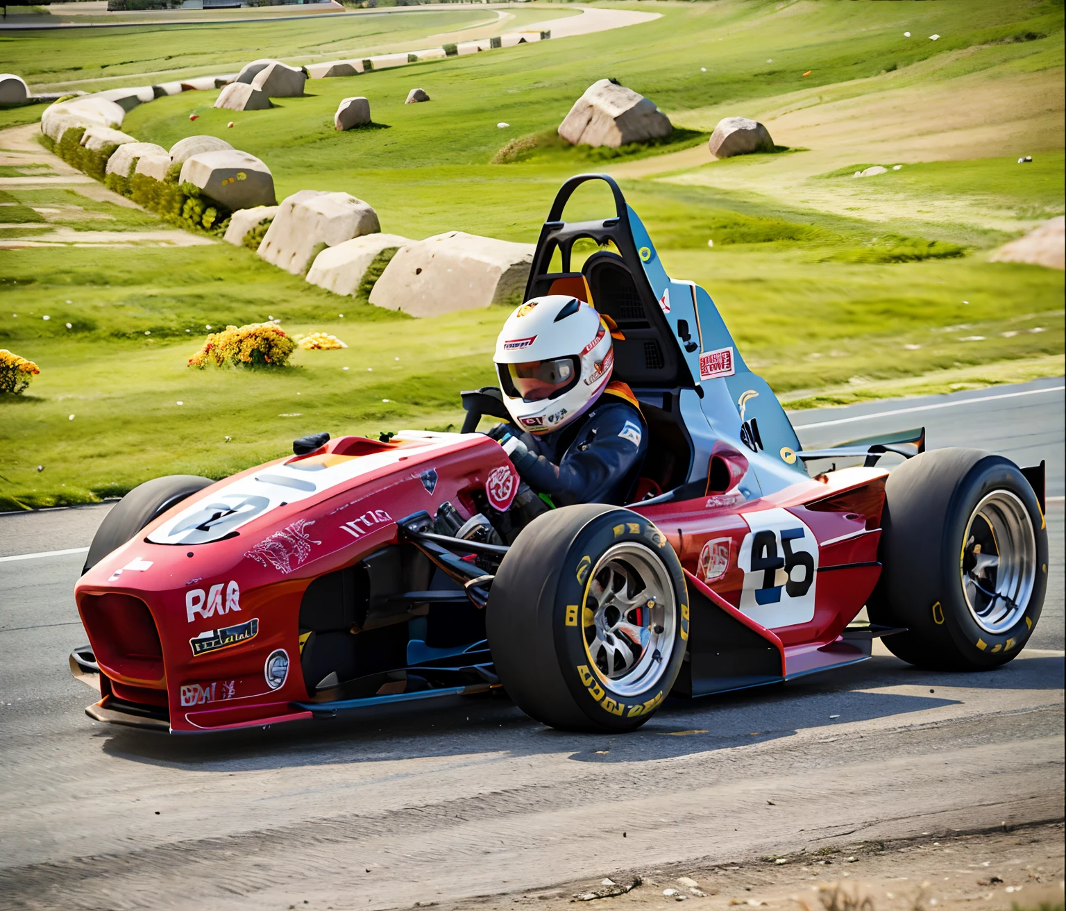 there is a man driving a race car on a track, formulas, - Formula car SAE , album photo, corrida, carro de corrida, desafio, Jamie Reid, carro de corrida, fsae Scott Robertson, Liam Brazier, foto do perfil, Neil Richards, front-end longo, na pista de corrida, Directed by: Thomas Furlong, panning shot, FSAE - brasil