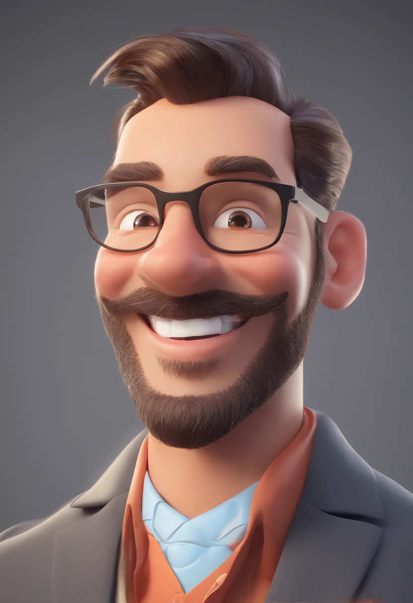Smiling Man Illustration, sorriso insano, Homem de pele marrom com um sorriso gigante, happily smiling at the camera, sorriso atrevido, he's smiling, sorriso muito grande, Macho sorridente, foto de perfil headshot, rindo sorriso enorme, desenhando no estilo de Arte 3D, c4d, fundo de cor branco puro, estilo disney, estilo pixar render ilustracao Super Detalhe, 8k