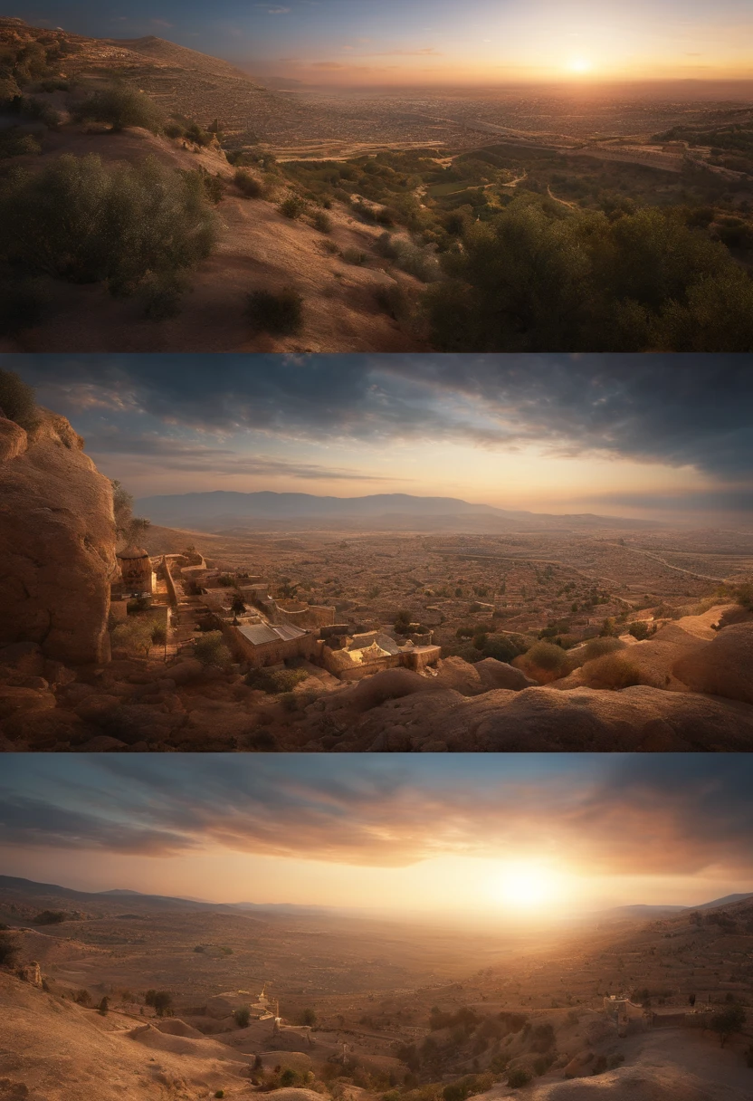 Amazing Bible,, Scenery in the sky, cinematic ligh, Israel and Jerusalem, hyperfocus, ultra - detailed, intricately details, hyper realisitc, octan render, 8K, Full-HD