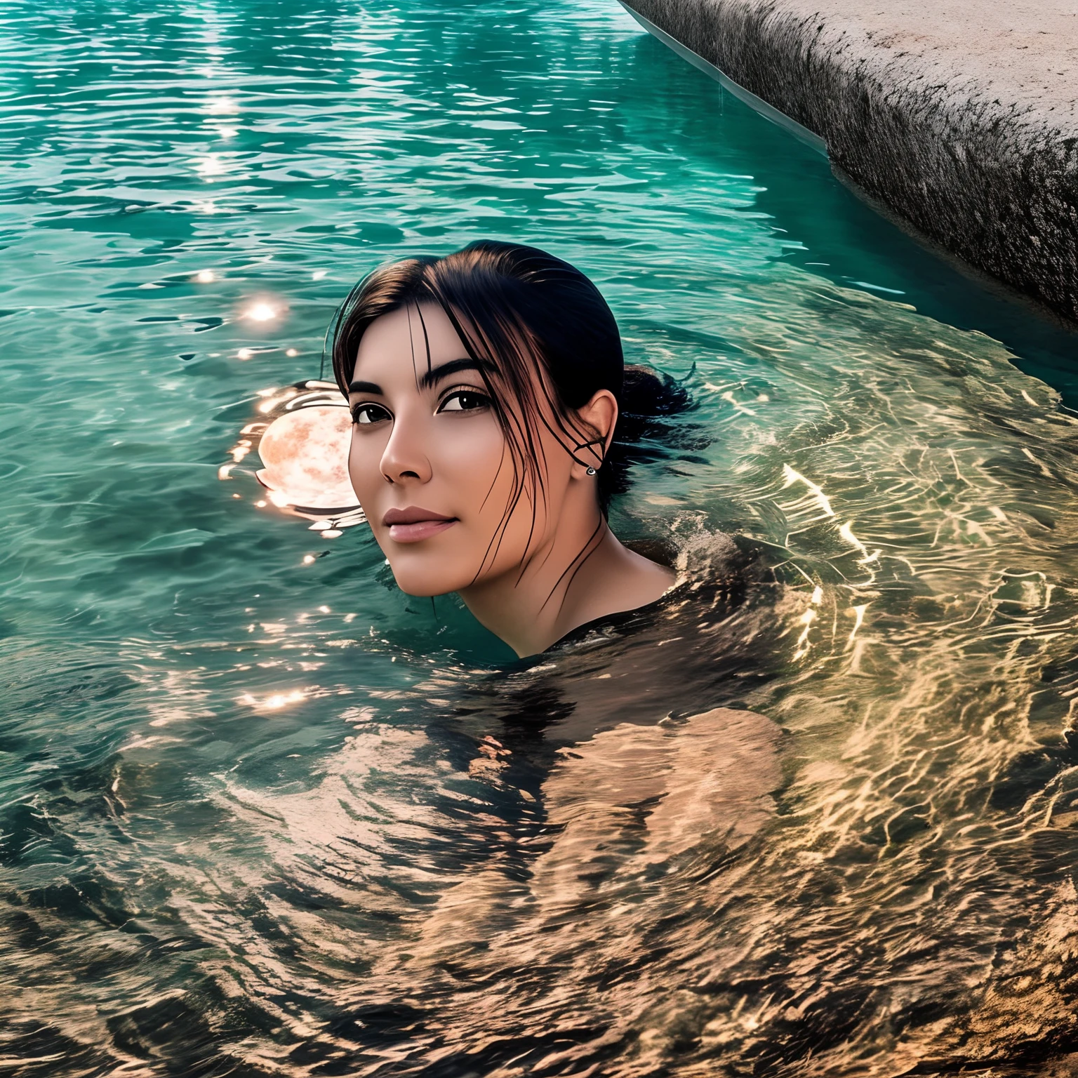 clear water, full moon, very realistic
