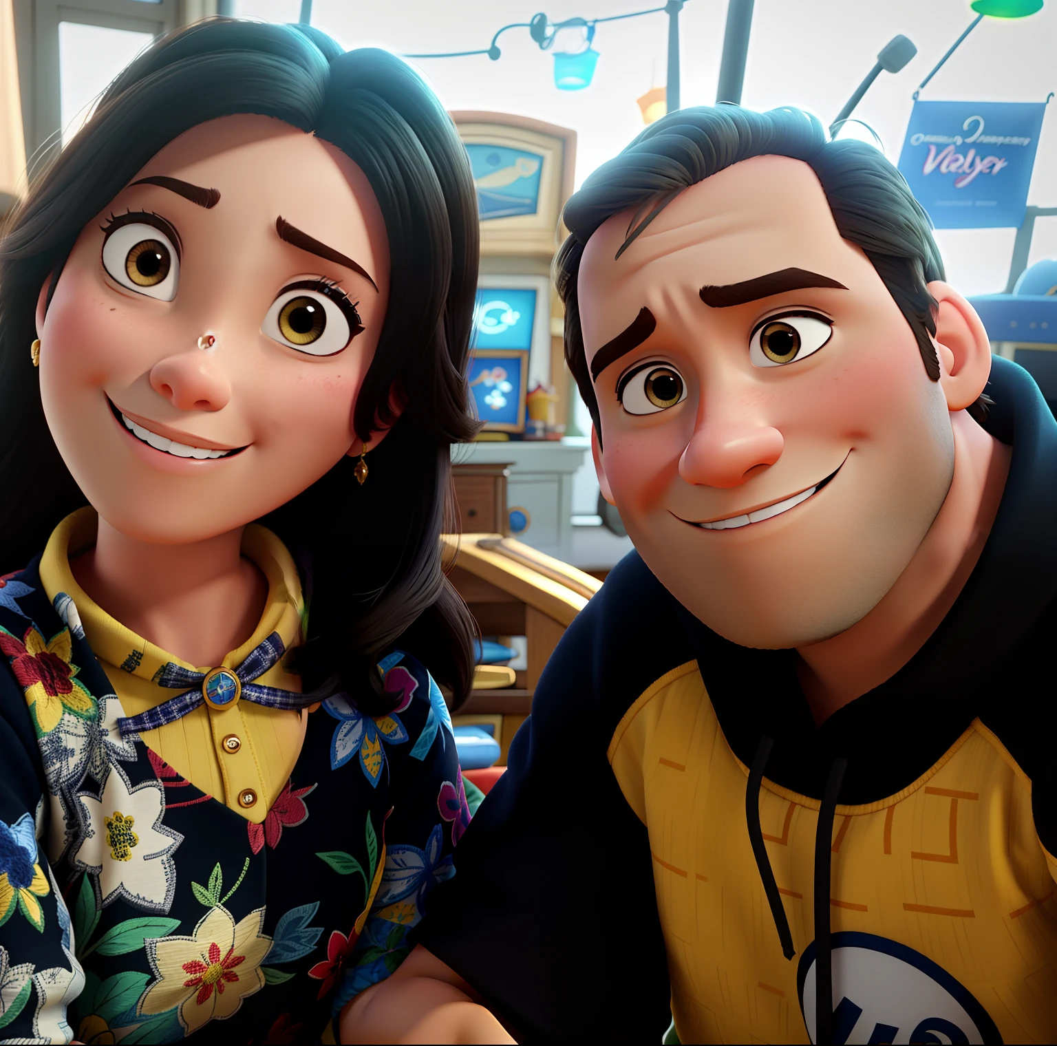 Mulher e homem estilo Disney pixar ,alta qualidade,melhor qualidade