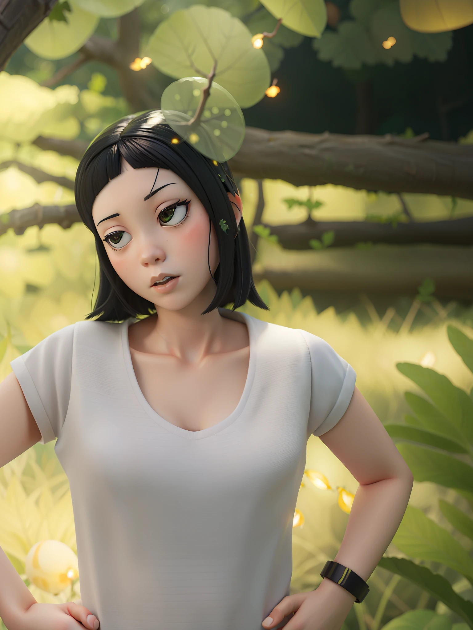 spirits among branches and fireflies by Kuvshinov, Samdoesart, dreamlike art, (((Surrealismo))), (Estilo-Vidro)