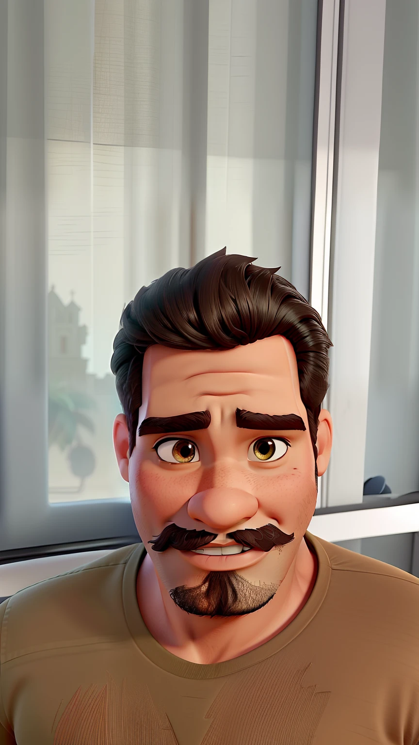 Um homem maduro, grisalho, forte, bonito, estilo disney pixar, alta qualidade