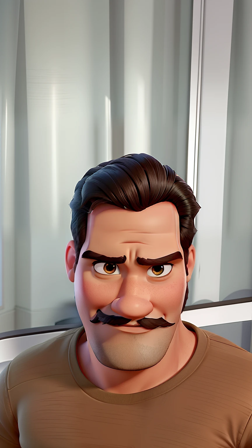 Um homem maduro, grisalho, forte, bonito, estilo disney pixar, alta qualidade