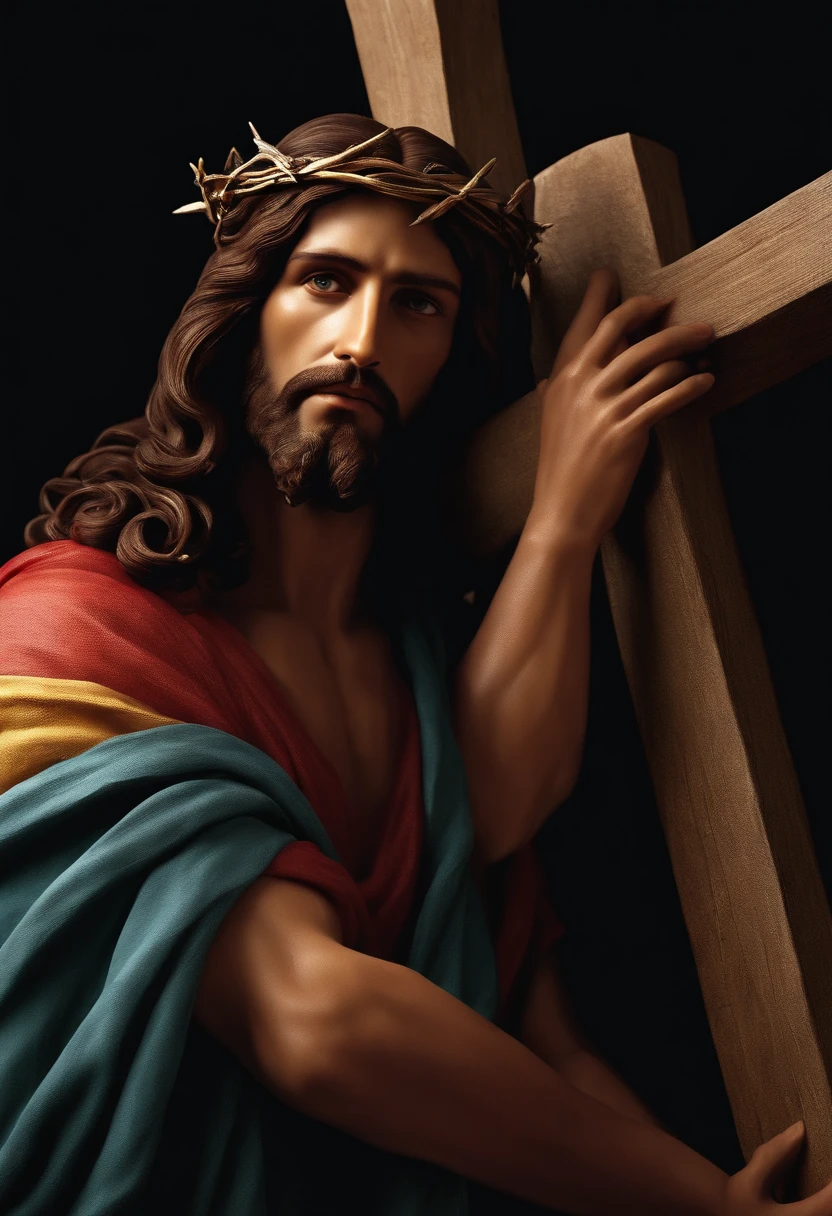 Jesus Cristo no estilo mais realista, On Calvary carrying his cross