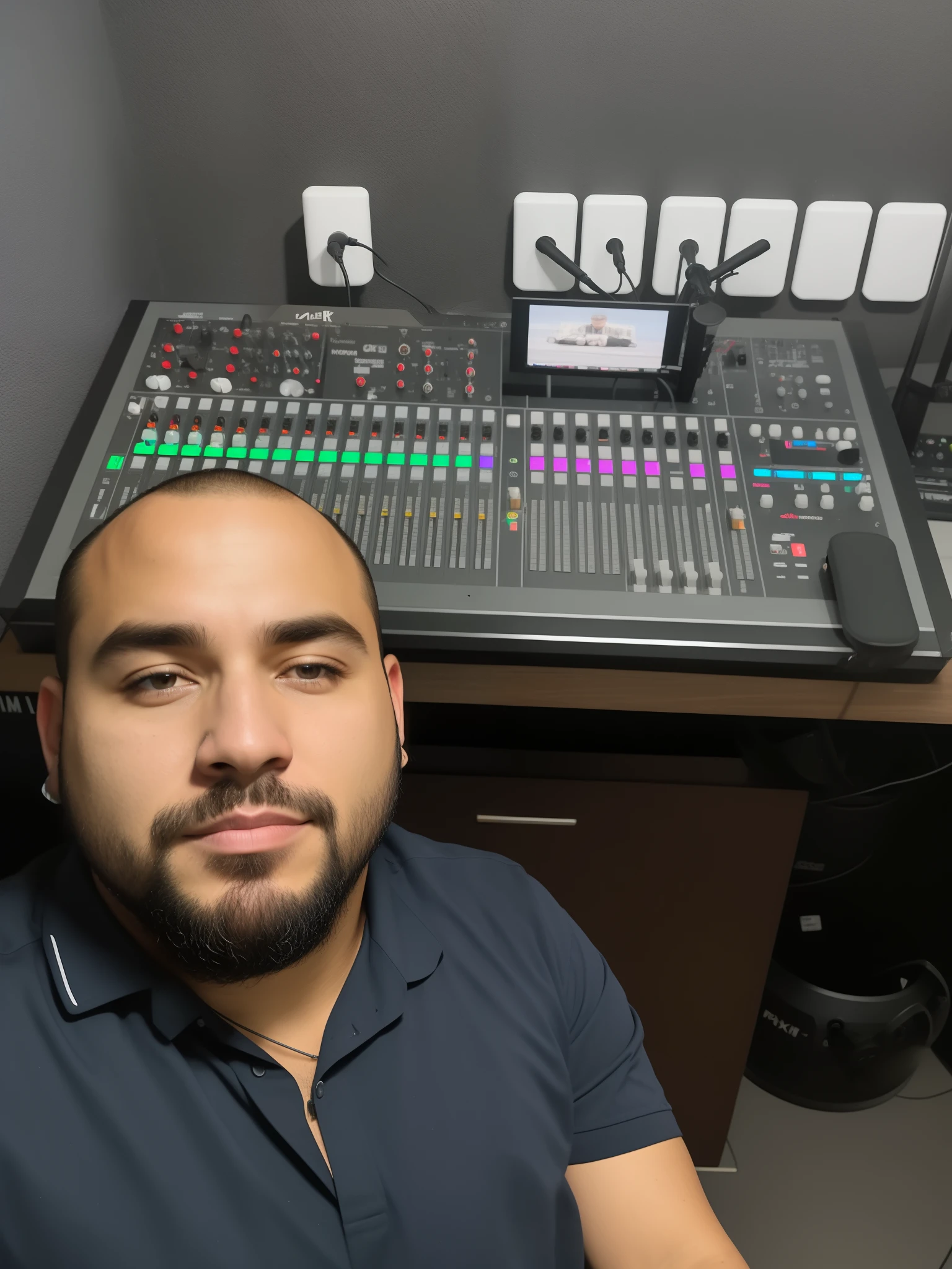 homem arafed sentado em frente a uma mesa de mixagem de som, album photo, imagem profissional, imagem do avatar, Mistura, alta qualidade 8 k, david rios ferreira, studio picture, foto de perfil profissional, 8 k post production, 8k post production, foto do perfil, sentado em um centro de controle, high res 8k, studio recording, in his basement studio