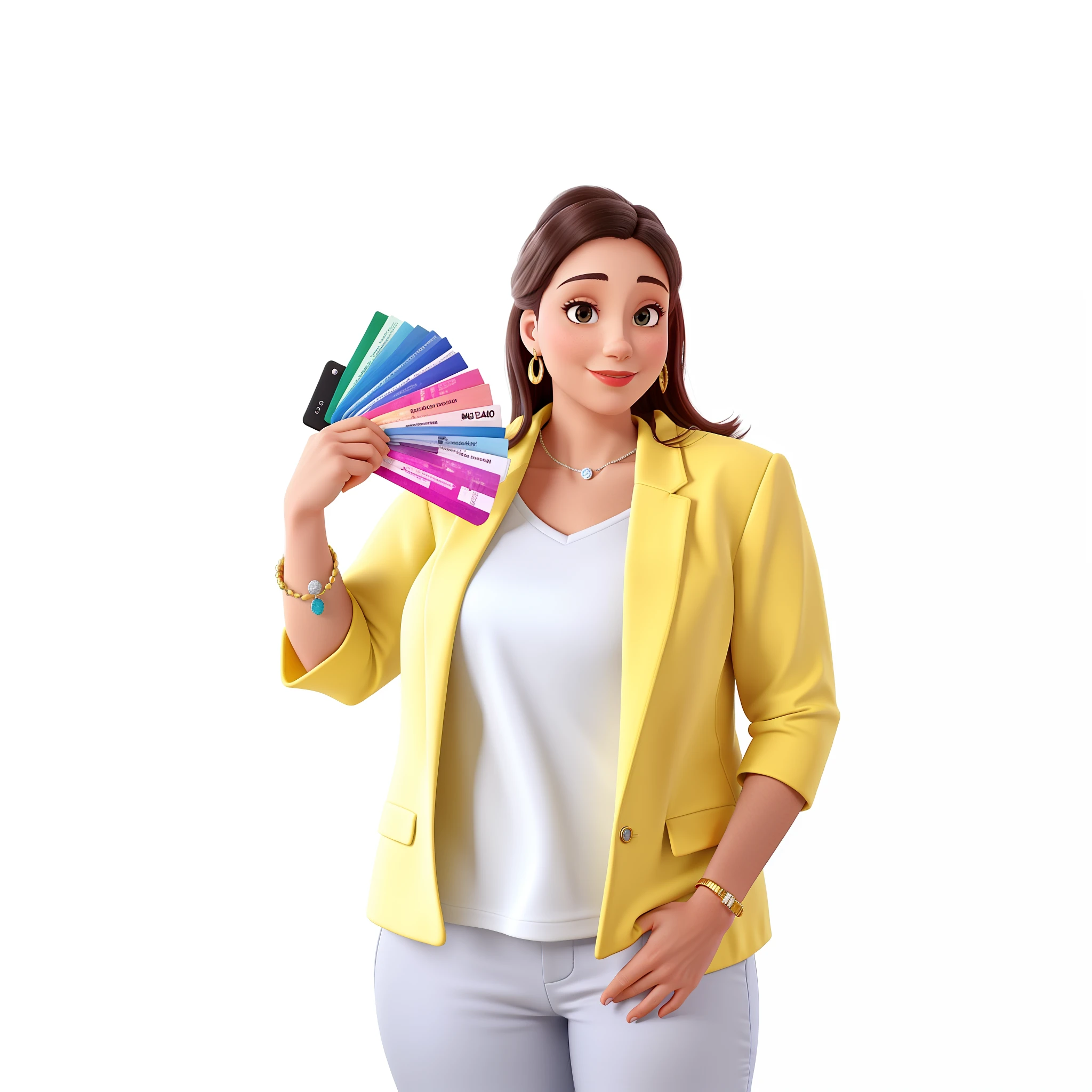 mulher, 38 anos, fundo em uma sala colorida e elegante