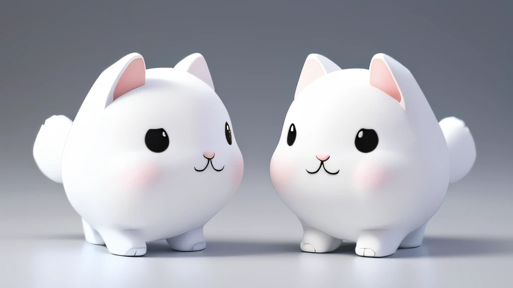 Lovely Rabbits, Bubble Mart style, Minimalist colors, Blind box, the whole body, Visual full body view, front view, side view, Rear View, Octane rendering, More details, Plush texture, White background--ar 16:9 --niji 5 --style expressive, pac-man eyes, c4d, Ray Tracing, three sided view, drop shadow, blind box toy style, high details, super detail, 8k