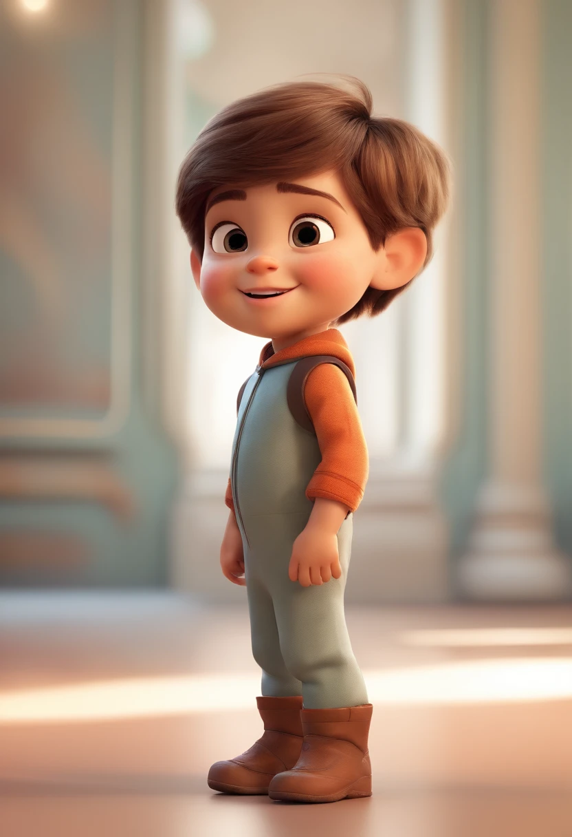 a happy cute ??? standing short hair, vestindo uma fantasia espacial, , fundo branco, barnet, toon, estilo pixar, 3d, desenhos animados, rosto detalhado, asymmetrical 16k