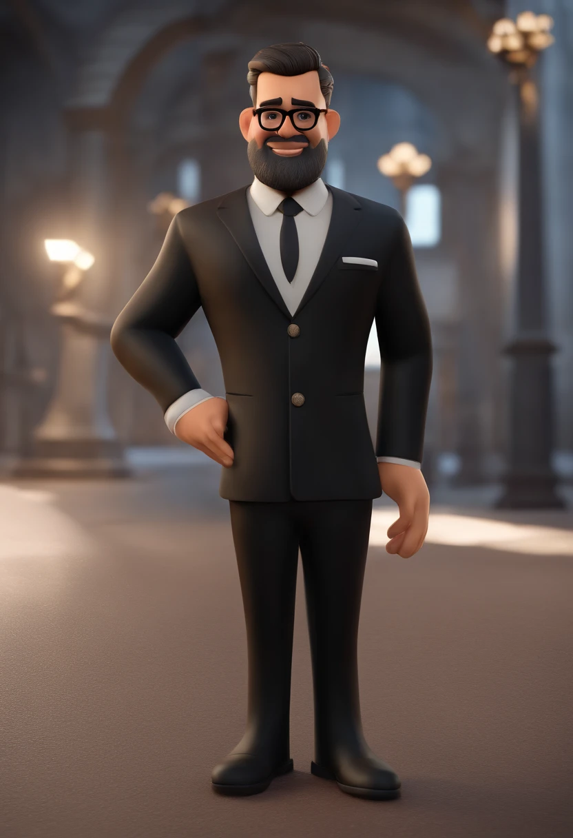 Cartoon character of a man with black glasses and a black polo shirt, cabelo liso, With beard and old school tattoo on his arm, animation character, Caractere estilizado, animation style rendering, 3D estilizado, Arnold Maya render, 3 d render stylized, toon render keyshot, Personagem 3D, Personagem 3D, 3d rendering stylized, 3 d character render, personagem de desenho animado, Personagem de close up, Pose de personagem, (Estilo Pixar) (master part:1.2) (Bokeh) (best quality) (pele detalhada) (textura detalhada) (8k) (argila) (Cinematic lighting) (foco nítido