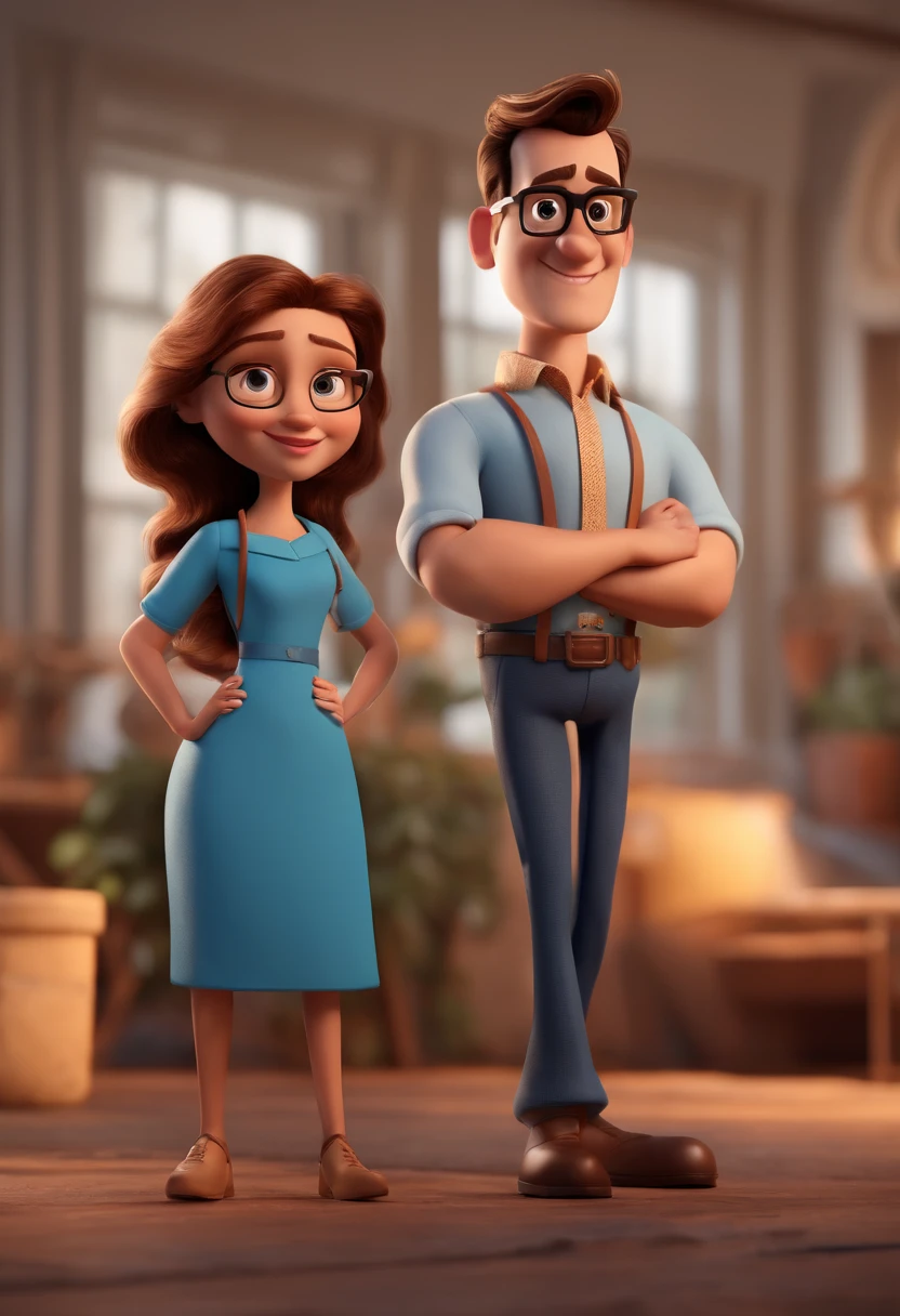 Cartoon character of a man with black glasses and a blue shirt, animation character, Caractere estilizado, animation style rendering, 3D estilizado, Arnold Maya render, 3 d render stylized, toon render keyshot, Personagem 3D, Personagem 3D, 3d rendering stylized, 3 d character render, personagem de desenho animado, Personagem de close up, Pose de personagem, (Estilo Pixar) (master part:1.2) (Bokeh) (best quality) (pele detalhada) (textura detalhada) (8k) (argila) (Cinematic lighting) (foco nítido