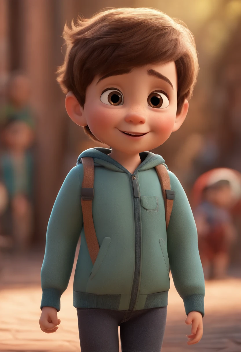 a happy cute standing short hair, vestindo uma fantasia espacial, , fundo branco, barnet, Tom, Estilo Pixar, ....3d, desenhos animados, rosto detalhado, asymmetrical 16k