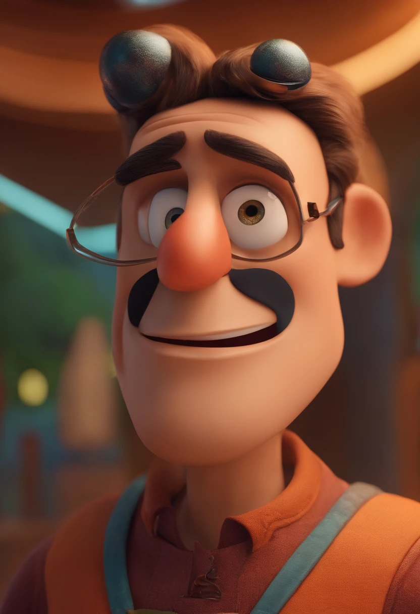 Um arquiteto de sonhos futurista, mas realista, inspired by Pixar animation, de perto. The character takes center stage with captivating facial expressions, oferecendo um toque de irrealidade.