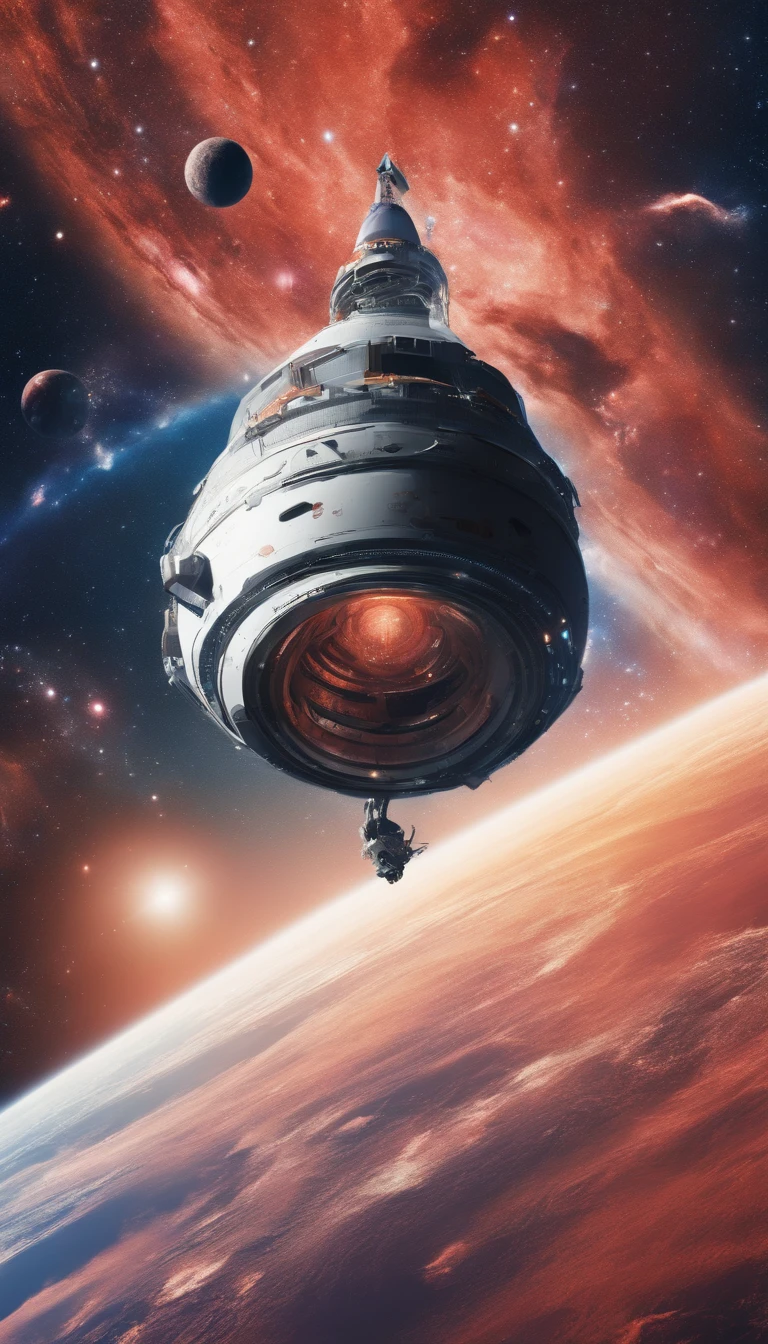 An orbital elevator looking up from the earth's surface
