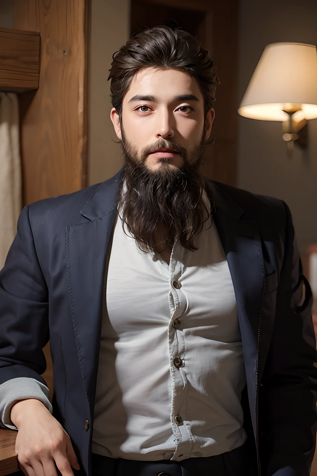 A guy with a handsome face and faded hair and smallbeard