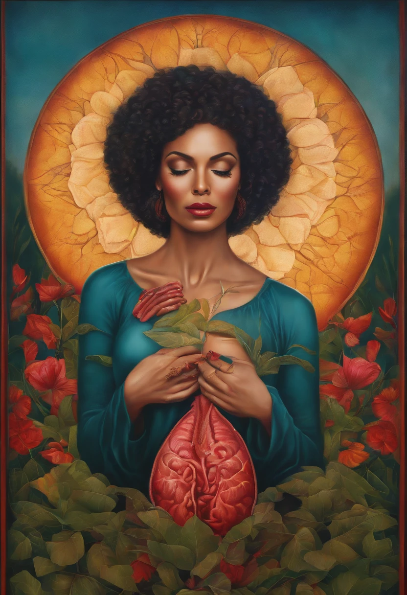 Woman with reproductive organ outside outside