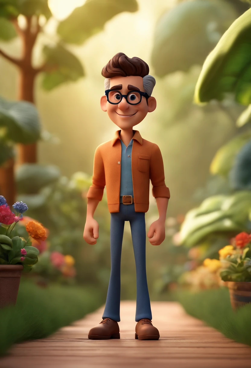 Cartoon character of a man with black glasses and a blue shirt, animation character, Caractere estilizado, animation style rendering, 3D estilizado, Arnold Maya render, 3 d render stylized, toon render keyshot, Personagem 3D, Personagem 3D, 3d rendering stylized, 3 d character render, personagem de desenho animado, Personagem de close up, Pose de personagem, (Estilo Pixar) (master part:1.2) (Bokeh) (best quality) (pele detalhada) (textura detalhada) (8k) (argila) (Cinematic lighting) (foco nítido
