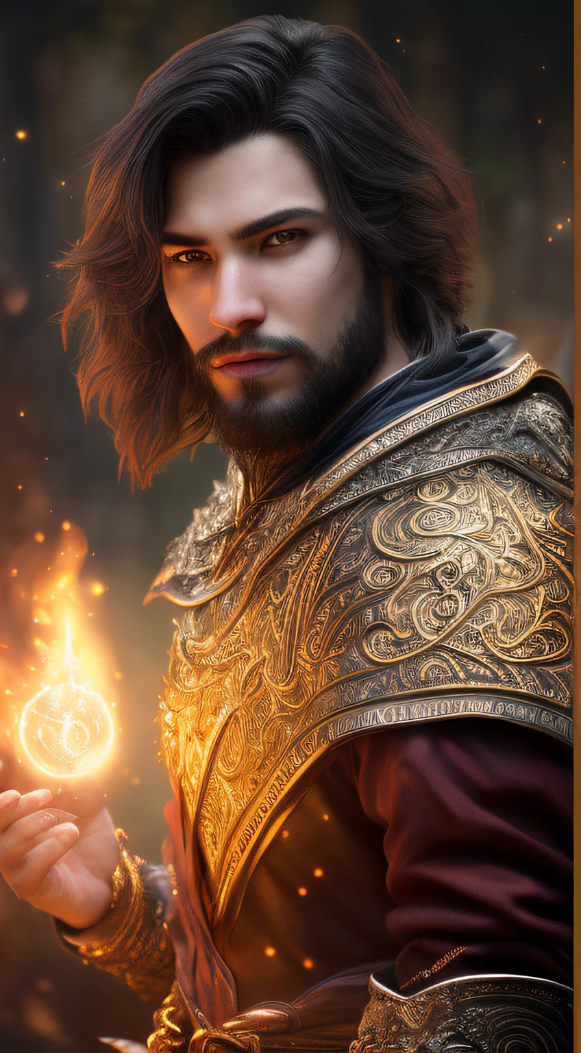 Male wizards，Show， Ultra-detailed and mid-range portraits of DND characters, (Pleasant:1.3) thoughtful expression, (Summon magical energy:1.3), Cinematic effect shot on Canon 5D ultra-realistic skin,  Fantasy magic horror atmosphere, (highly detailed environments:1.3)，Real Photographics