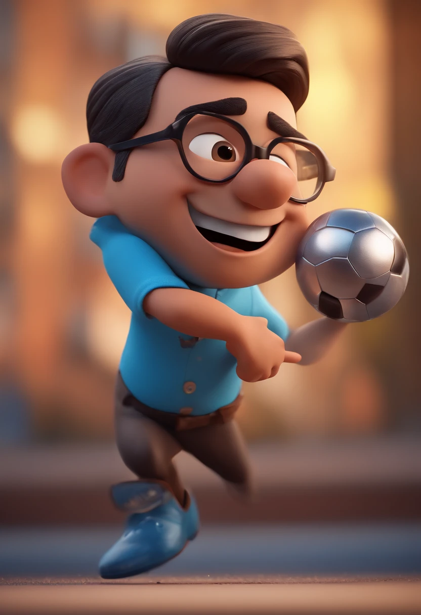 Cartoon character of a man with black glasses and a blue shirt, animation character, Caractere estilizado, animation style rendering, 3D estilizado, Arnold Maya render, 3 d render stylized, toon render keyshot, Personagem 3D, Personagem 3D, 3d rendering stylized, 3 d character render, personagem de desenho animado, Personagem de close up, Pose de personagem, (Estilo Pixar) (master part:1.2) (Bokeh) (best quality) (pele detalhada) (textura detalhada) (8k) (argila) (Cinematic lighting) (foco nítido