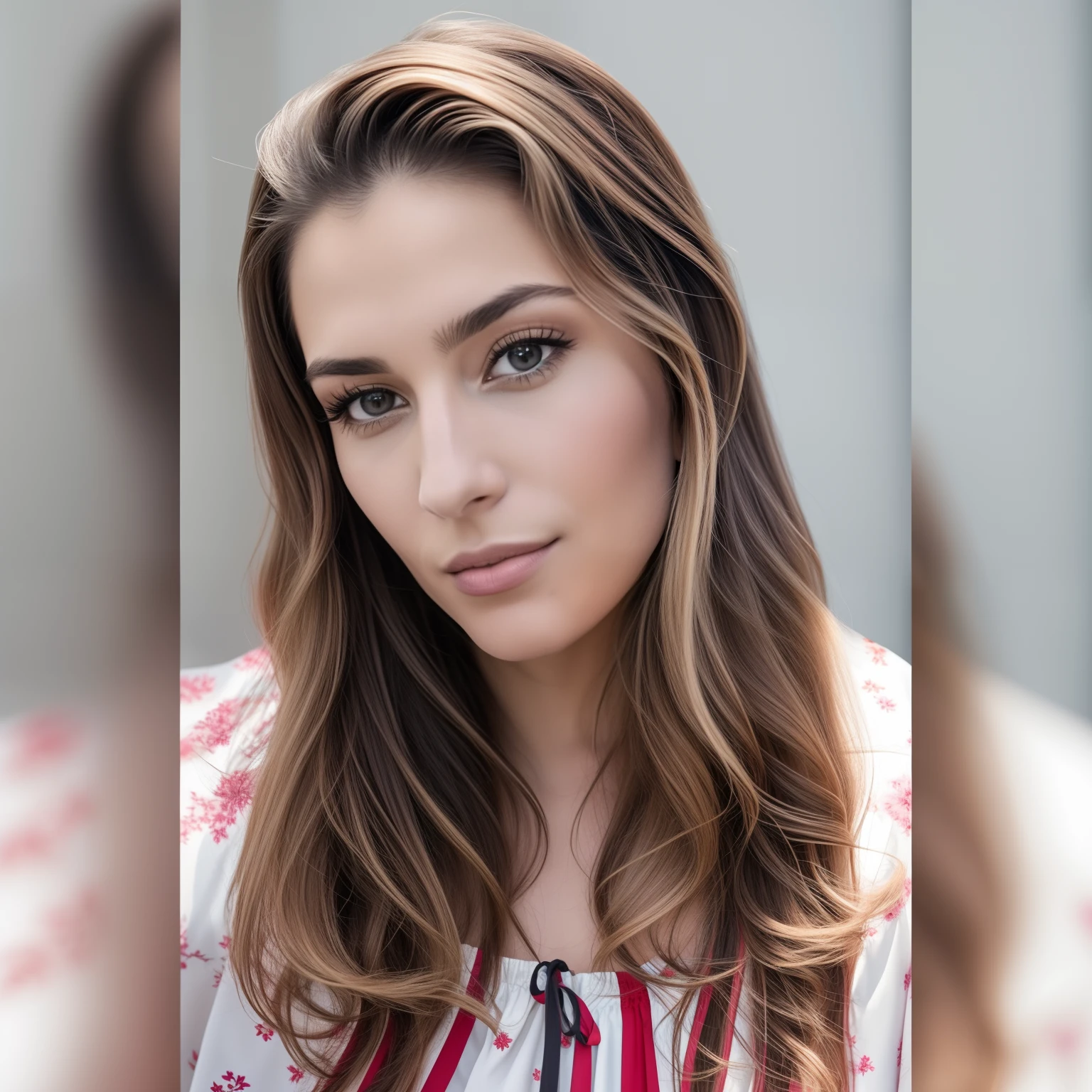 There's a woman with long blond hair, olhos azuis e um vestido vermelho e branco, Directed by: Nandor Soldier, Laure Lipton, fernanda suarez, inspirado em Maria Helena Vieira da Silva, Marischa Becker, by Gina Pellón, Valentina Embaralhamento, by Amelia Peláez, Malika Favre, Olivia de Bernardinis