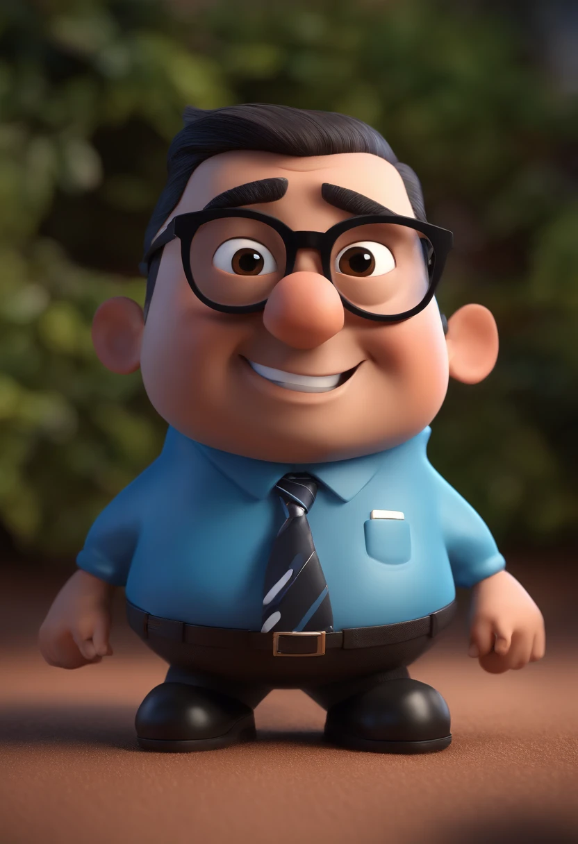 Cartoon character of a man with black glasses and a blue shirt, animation character, Caractere estilizado, animation style rendering, 3D estilizado, Arnold Maya render, 3 d render stylized, toon render keyshot, Personagem 3D, Personagem 3D, 3d rendering stylized, 3 d character render, personagem de desenho animado, Personagem de close up, Pose de personagem, (Estilo Pixar) (master part:1.2) (Bokeh) (best quality) (pele detalhada) (textura detalhada) (8k) (argila) (Cinematic lighting) (foco nítido