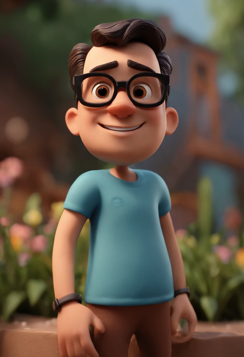 Cartoon character of a man with black glasses and a blue shirt, animation character, Caractere estilizado, animation style rendering, 3D estilizado, Arnold Maya render, 3 d render stylized, toon render keyshot, Personagem 3D, Personagem 3D, 3d rendering stylized, 3 d character render, personagem de desenho animado, Personagem de close up, Pose de personagem, (Estilo Pixar) (master part:1.2) (Bokeh) (best quality) (pele detalhada) (textura detalhada) (8k) (argila) (Cinematic lighting) (foco nítido