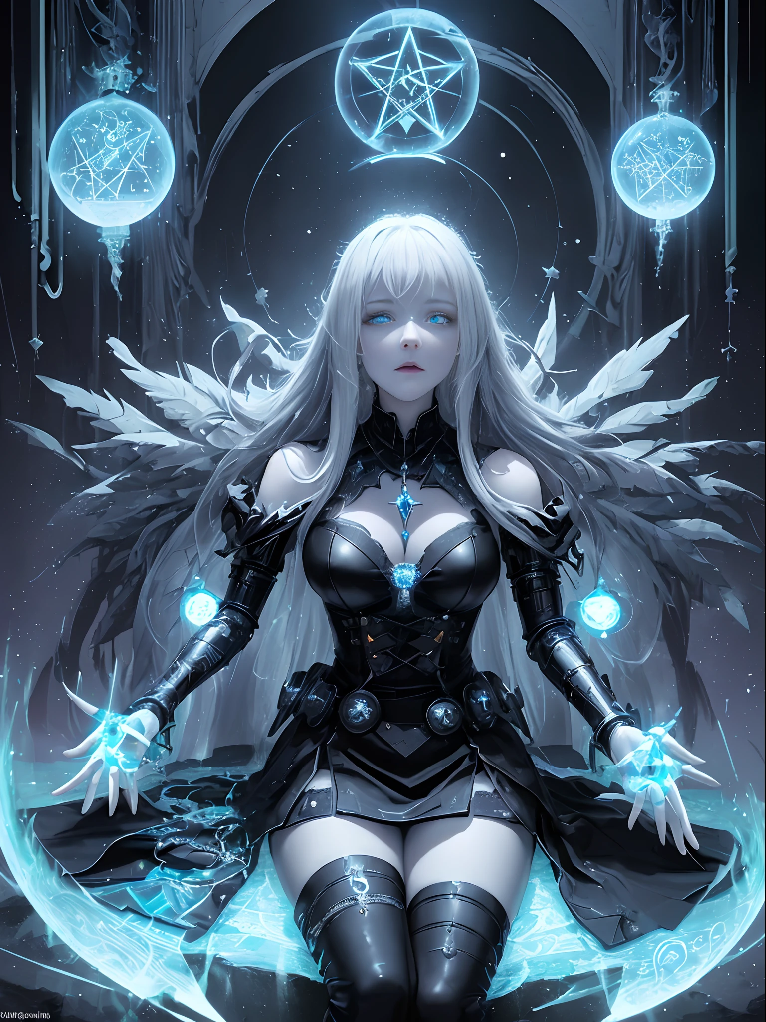 Ridiculous , high resolution, Super detailed, (1 girl:1.3), rest, fantasy dress, headgear, rest, light role, Dark persona, mind control, Fractal, whole body, Ceiling board, artistic background, blue bioluminescence, Geometric, organic, bless, favor, sublime, sublimation, noble, Expand, untie, anti-gravity, antimatter, guardian angel, holy, sacred, ta, dignified, red bioluminescence, flower, Holographic wings, on the magic circle, Photon, Butterfly, scales, galaxy, Piccolo,