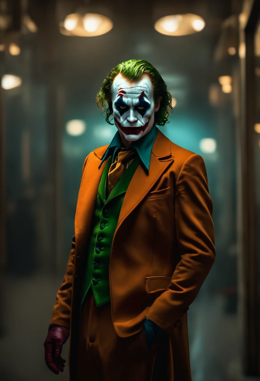 the joker\(Joker 2019\) ,epic, Realistic, faded, neutral colors, ((((HDR)))), ((((muted colors)))), Complex scenes, Artstation, hyperdetailed, cinematic shot, warm lights, dramatic light, intricate detailed, vignette, intricate background, [[teal and orange]], Slate gray atmosphere