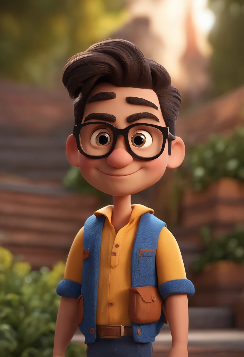 Cartoon character of a man with black glasses and a blue shirt, animation character, Caractere estilizado, animation style rendering, 3D estilizado, Arnold Maya render, 3 d render stylized, toon render keyshot, Personagem 3D, Personagem 3D, 3d rendering stylized, 3 d character render, personagem de desenho animado, Personagem de close up, Pose de personagem, (Estilo Pixar) (master part:1.2) (Bokeh) (best quality) (pele detalhada) (textura detalhada) (8k) (argila) (Cinematic lighting) (foco nítido