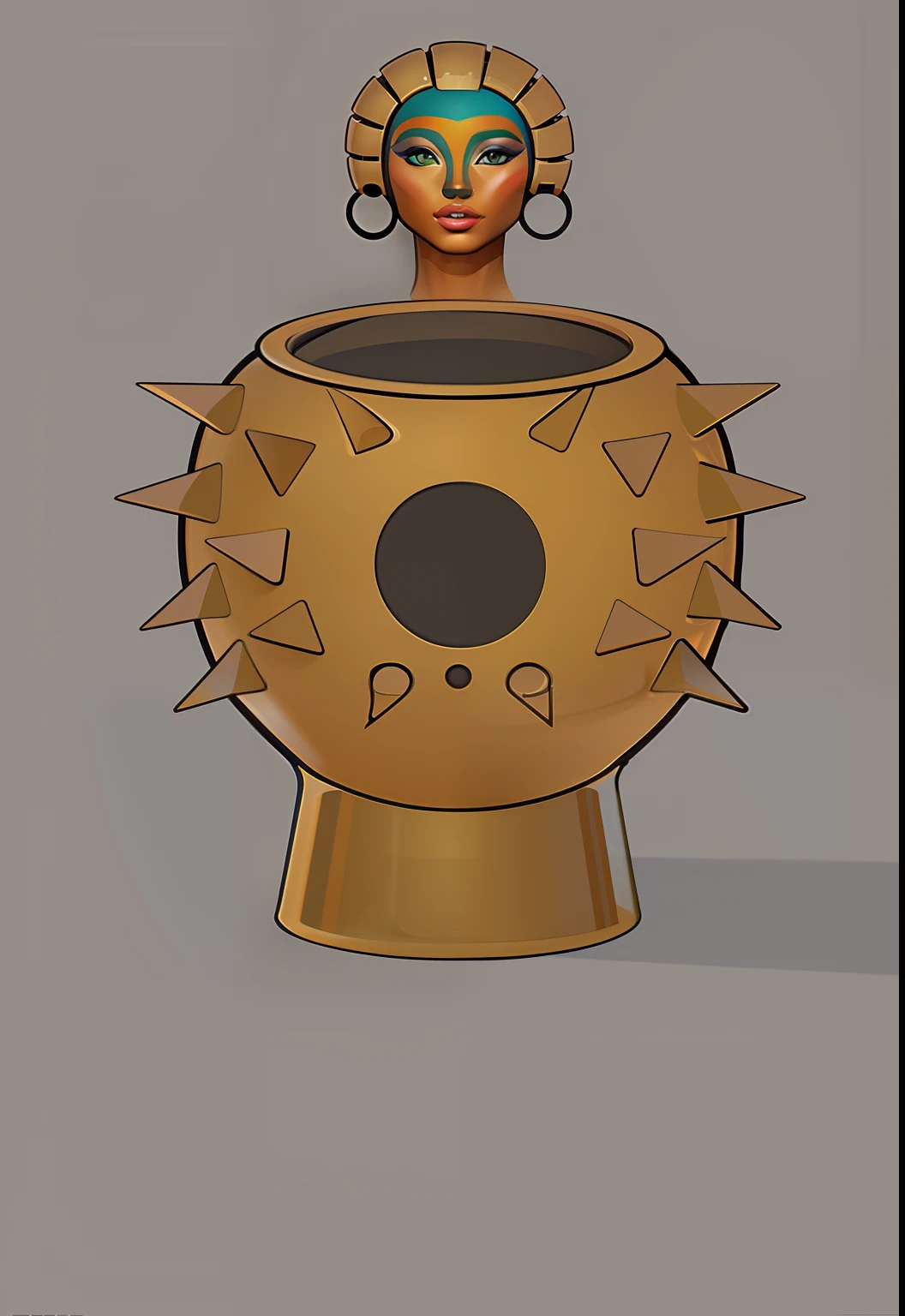 Dibujos animados de una olla con una cara encima de ella, concept illustration, in the art style of quetzecoatl, Arte conceptual terminado, dibujo digital, bote, inspirado por Federico Uribe, inspirado en Afewerk Tekle, Sombreado simple, Digital illustration, JAR de artefactos SCP hiperdetallados, Arte conceptual, Arte conceptual, Renderizado 2D, Prop design