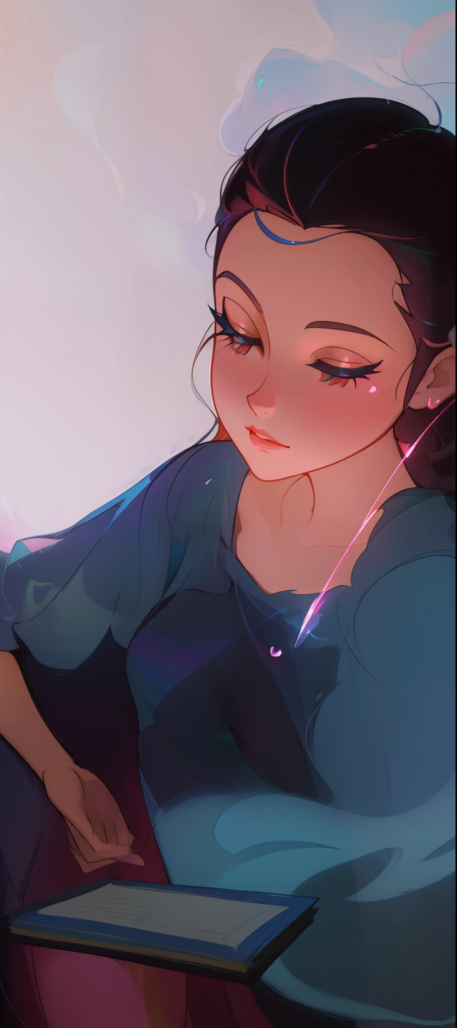 Beautiful girl, vestido de baile inchado e cintilante em camadas, vibrant pastel colors, (colorido), long flowing hair, magic lights, Shimmering Magic Liquid, inspirado em Glen Keane, inspirado em Lois van Baarle, estilo de arte disney, Directed by: Lois van Baarle, Aura brilhante ao seu redor, Directed by: Glen Keane, Jen Bartel, luzes brilhantes! pintura digital, flowing glowing hair, glowing flowing hair, Beautiful digital illustration, fundo fantasia, caprichoso, magica, fantasia, ((master part, best quality)), detalhes intrincados, altamente detalhado, foco nítido, 8K resolution, olhos detalhados cintilantes, Liquid Watercolor