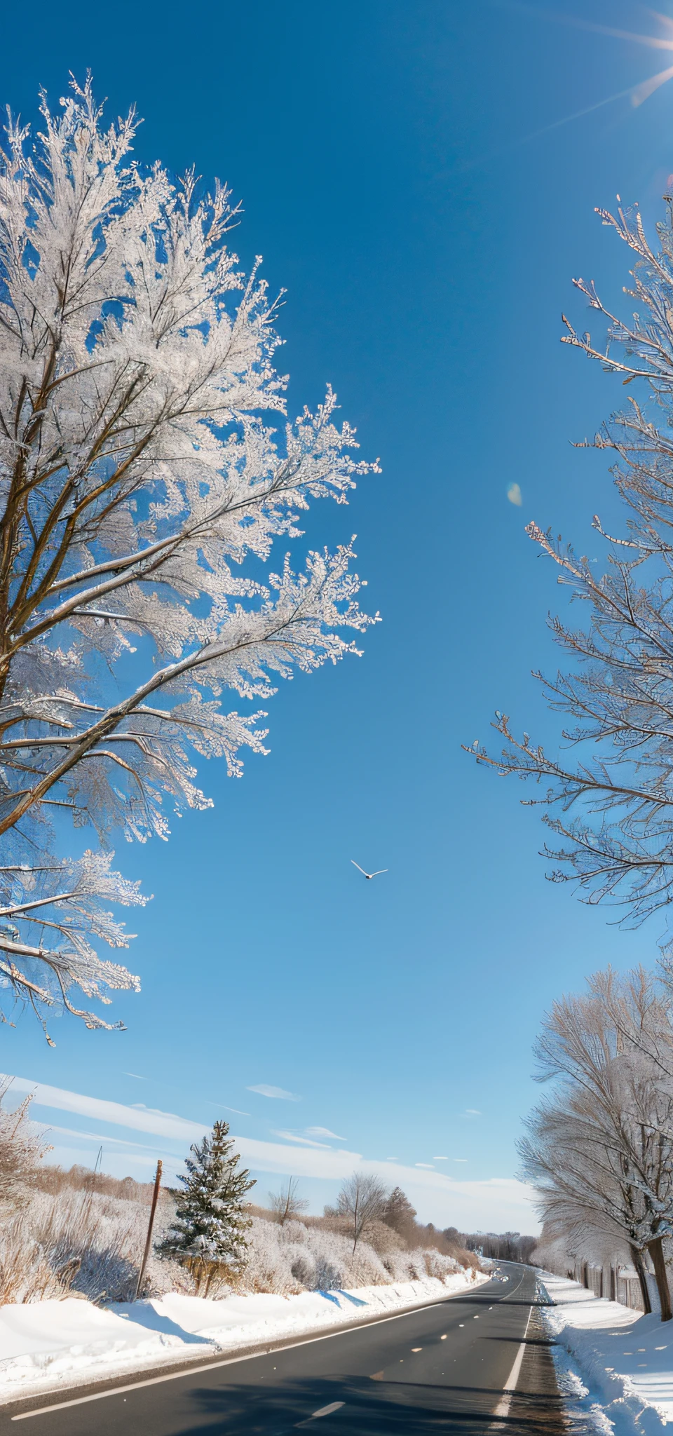 Winters,blue-sky,road