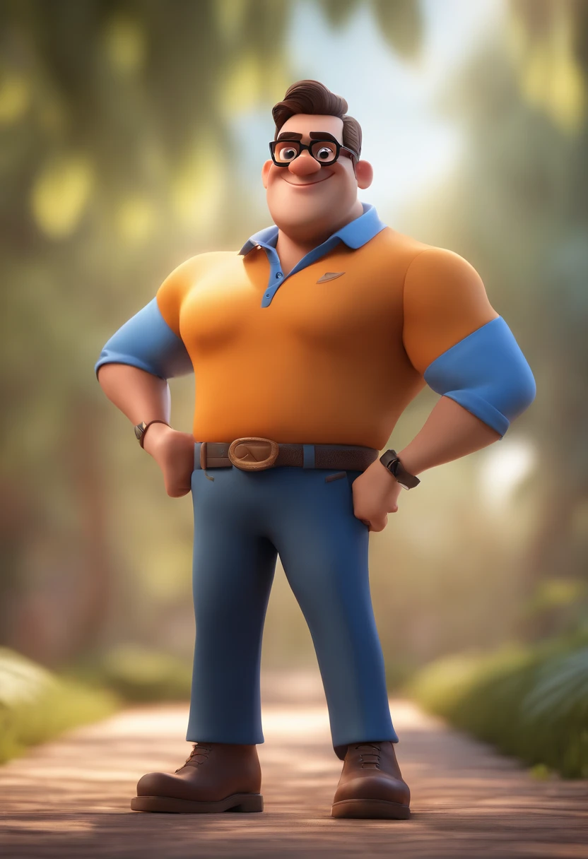 Cartoon character of a man with black glasses and a blue shirt, animation character, Caractere estilizado, animation style rendering, 3D estilizado, Arnold Maya render, 3 d render stylized, toon render keyshot, Personagem 3D, Personagem 3D, 3d rendering stylized, 3 d character render, personagem de desenho animado, Personagem de close up, Pose de personagem, (Estilo Pixar) (master part:1.2) (Bokeh) (best quality) (pele detalhada) (textura detalhada) (8k) (argila) (Cinematic lighting) (foco nítido