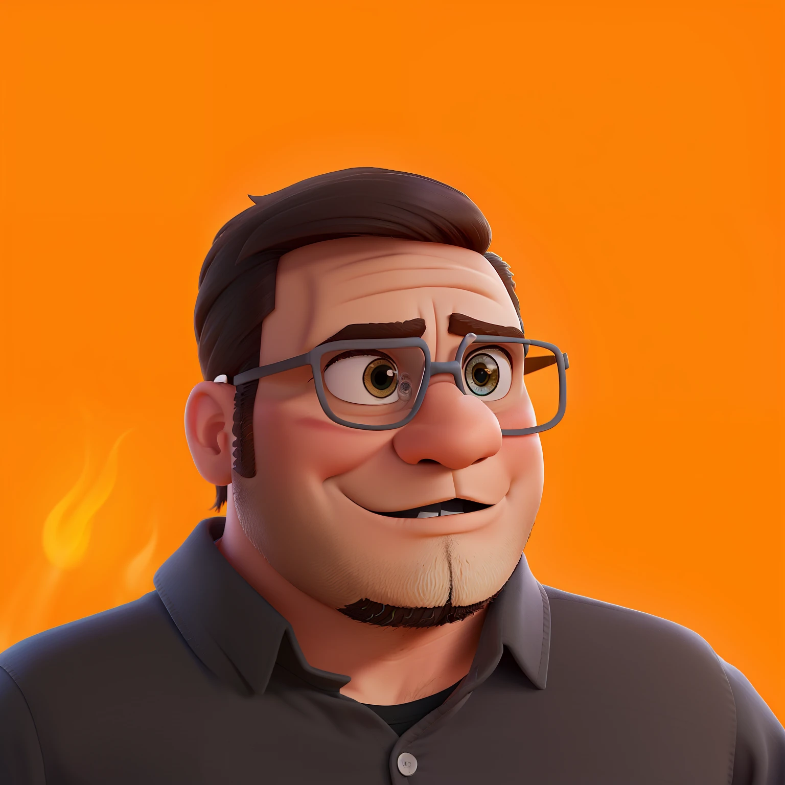 Poster no estilo Disney pixar, alta qualidade, melhor qualidade, homem sexy branco, 35 anos cabelo castanho barba preta, musculoso, com fundo em um restaurante a luz de velas