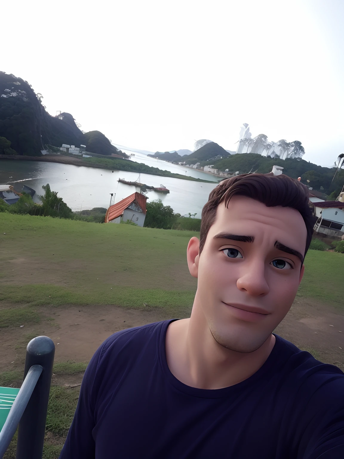 homem tirando selfie tendo como o fundo da foto um rio