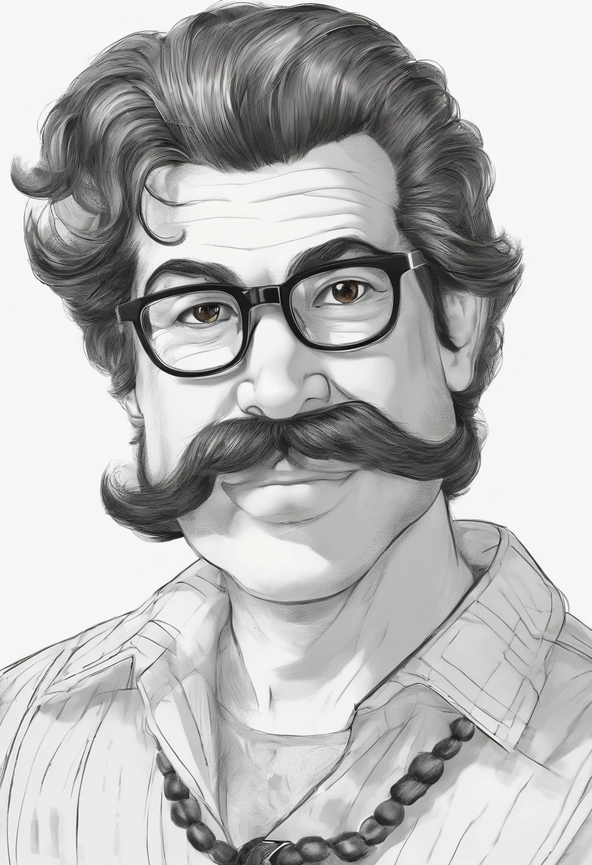 ((best quality)), ((master part)), ((desenhos animados realistas)), ((Personagem perfeito)) - Um retrato frontal meticulosamente detalhado e realista de um homem com cabelo raspado, glasses and a shirt with beautiful textures. O homem olha diretamente para o espectador, Establish a strong and confident presence. The image captures their distinctive facial features, accurately showing the brightness of your eyes and the design of your glasses. The black shirt is rendered with fine details, aumentando o profissionalismo do retrato. Enviado para documentos oficiais, this portrait is presented in impressive 8K UHD resolution, Ensure clarity and unique protection.