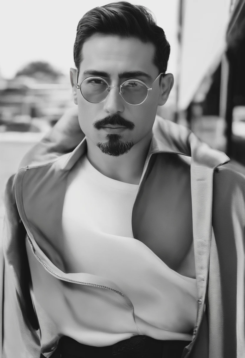 there is a man with glasses and a necklace on his neck, foto de perfil headshot, with glasses and goatee, with nerdy glasses and goatee, taken in the early 2020s, 2 9 anos, 2 8 anos, 2 7 anos, imagem de qualidade muito baixa, com uma barba pequena, 3 2 anos, Foto de perfil estilo pixar