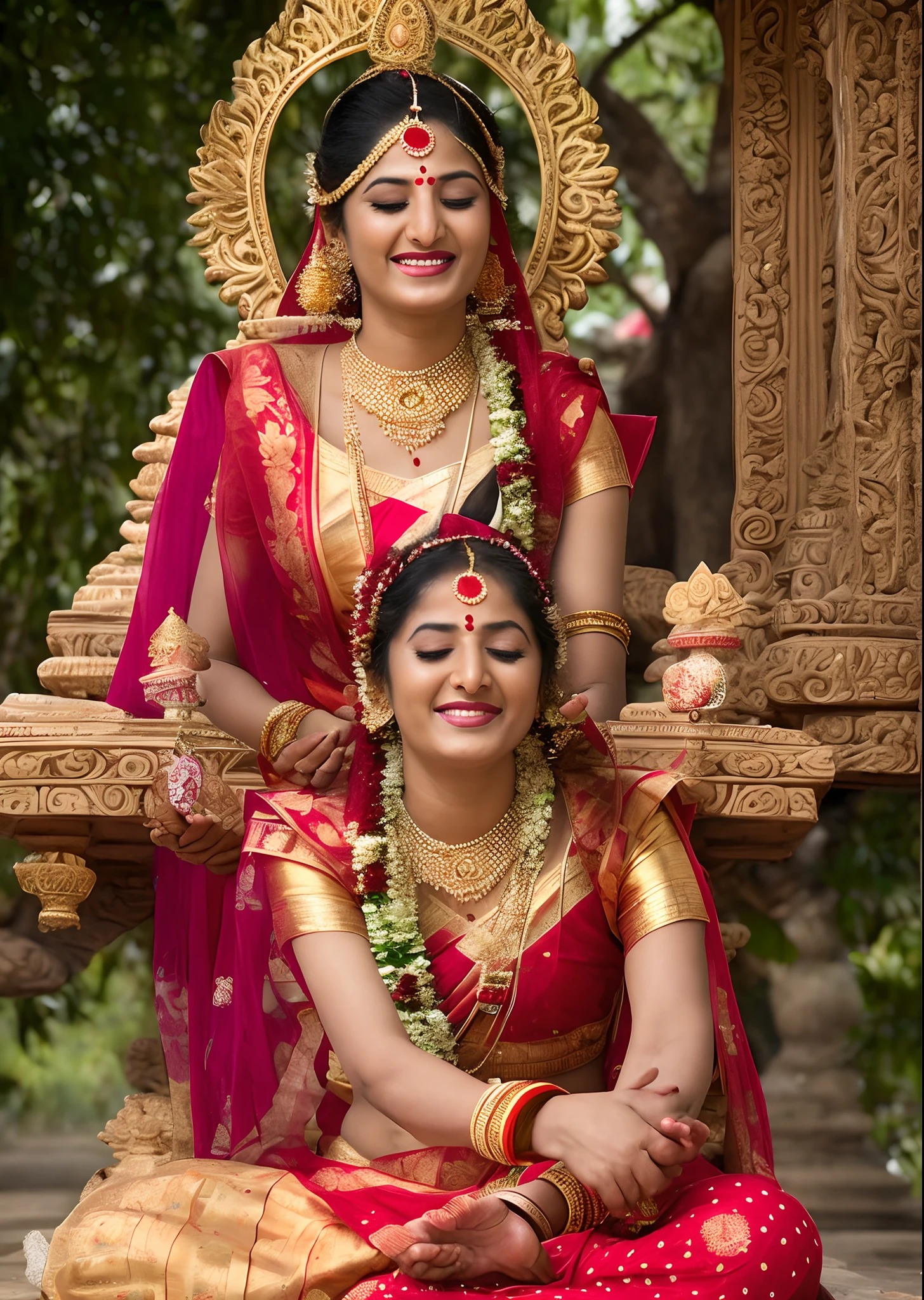 An Indian goddess having her feet tickled