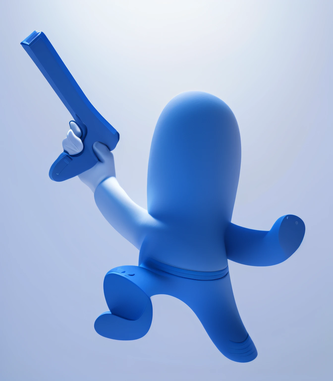 holding a gun,More three-dimensional,white backgrounid,Blue figures