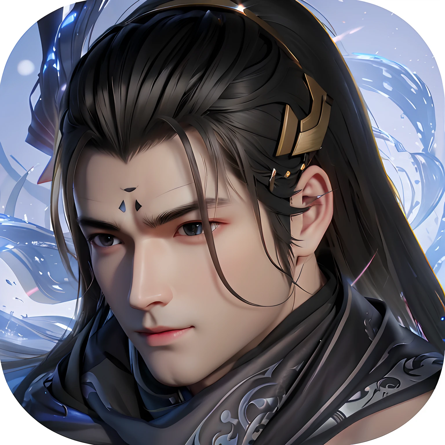 The image of a man with long hair and a scarf, heise jinyao, xianxia hero, inspired by Yang Jin, inspired by Dai Jin, inspired by Li Kan, bian lian, Inspired by Zhao Yuan, Inspired by Huang Shen, Yan, inspired by Hong Ren, Xianxia, inspired by Fan Kuan, jin shan,reflective light, Sparkle, Ray tracing, hyper HD, retinas, Masterpiece, ccurate, Textured skin, High quality, A high resolution, Best quality, 4K, 8K, 16k, Award-Awarded