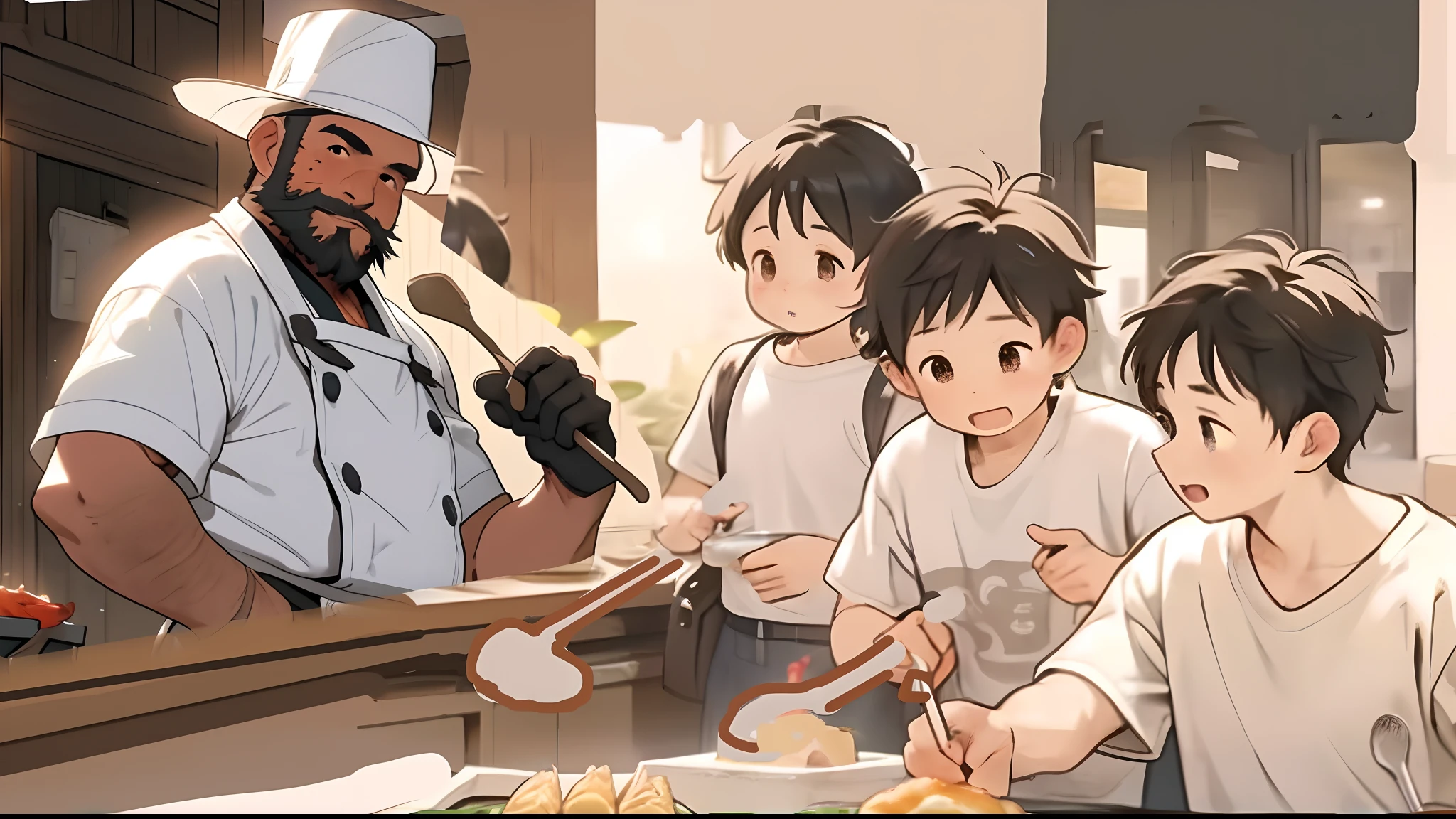 Uncle Cook looked at the elementary school students who were helping him cook in the cafeteria with satisfaction