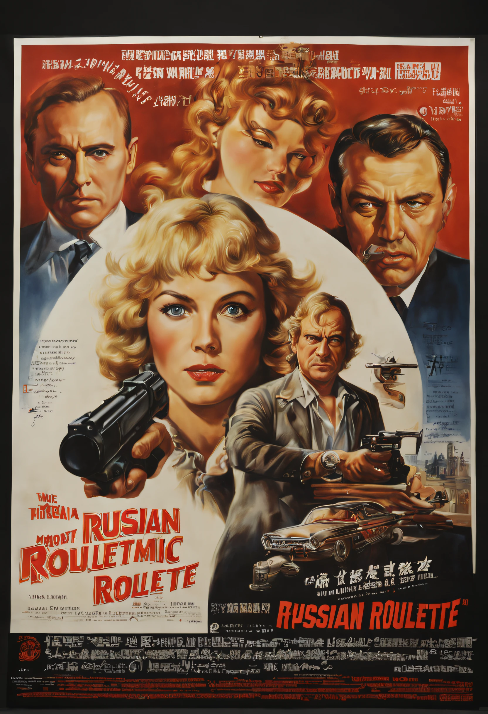 The most esoteric、top-quality、Photorealsitic、A hyper-realistic、Movie Poster、Russian roulette