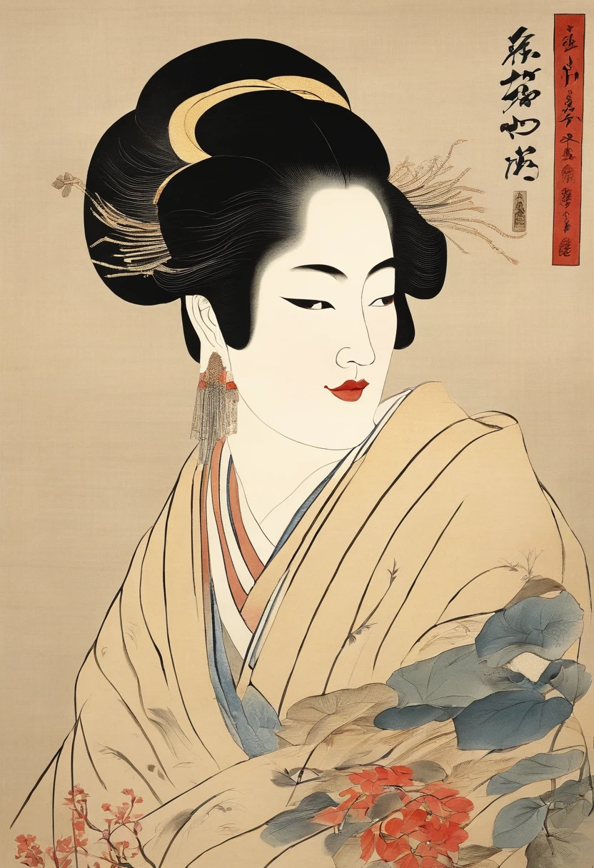 Best Quality, Kitagawa Utamaro's style, ukiyoe painting、Dharma