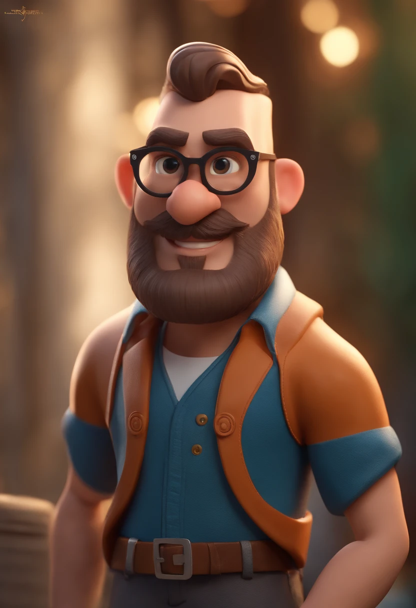 Cartoon character of a bald man and beard with black glasses and a blue shirt, animation character, segurando uma biblia Caractere estilizado, animation style rendering, 3D estilizado, Arnold Maya render, 3 d render stylized, toon render keyshot, Personagem 3D, Personagem 3D, 3d rendering stylized, 3 d character render, personagem de desenho animado, Personagem de close up, Pose de personagem, (Estilo Pixar) (master part:1.2) (Bokeh) (best quality) (pele detalhada) (textura detalhada) (8k) (argila) (Cinematic lighting) (foco nítido