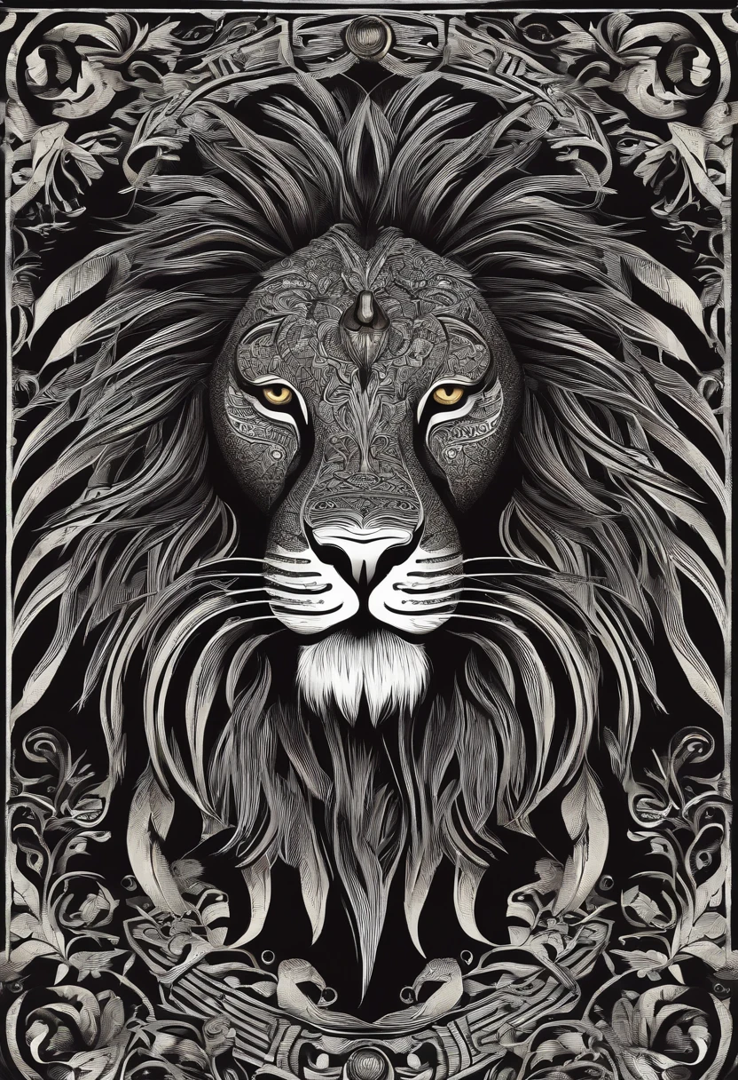 side view tribal lion head in black color