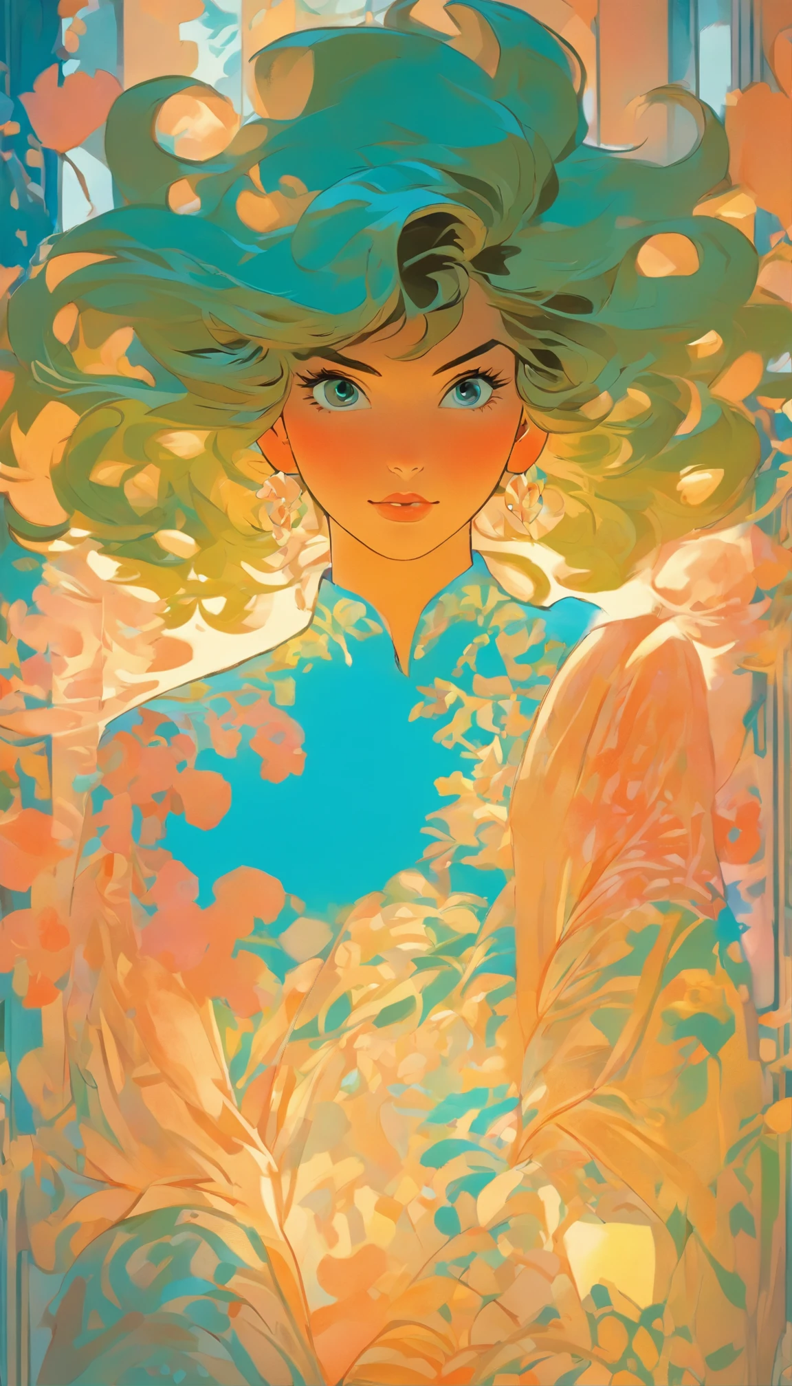 Arte hiperrealista de personagens femininas por David Hockney e Alphonse Mucha, arte de fantasia, Arte realista, dynamic  lighting, art-station, volumeric lighting, Rostos altamente detalhados, 8 mil,Full HD, Concedido,, 1girl, No escuro, sombra profunda, discreto, Cowboy baleado, (Traje Oficial: 1.4), Cabelos compridos, cana, cabelo com luzes pretas
